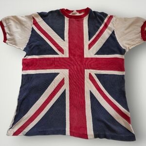 Vintage Union Jack Ringer Tee - Red, Navy & Cream 70/80's
